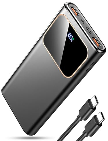 Power Bank Fast Charging 10000mAh, 22.5W Portable Charger USB C Input & Output Powerbank with LED Display, PD3.0 QC4.0 Phone Battery Pack for iPhone17/16/15/14/13/12, Samsung, Android and More (Black)