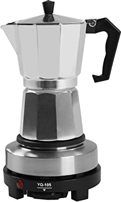 POTYYH Espressokocher für 6 Tassen, Aluminium Kaffeekocher Espressokanne Mokkakanne mit Elektrische Heizplatte 300ml Italienische Espresso Kanne für Gasherd, Elektroherd, Keramikocher