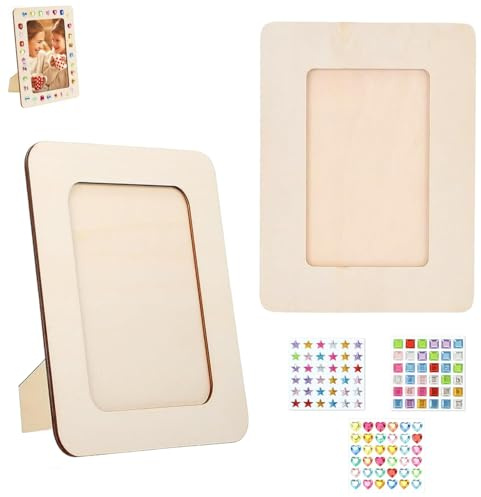 JFangZHZH Holz Bilderrahmen,2 Stück 14 x 19cm Bilderrahmen zum Basteln,Fotorahmen Holzrahmen Holzbilderrahmen,Unbemalte Bastelset zum Selbst Gestalten,für Handwerk Dekoration DIY Geschenke