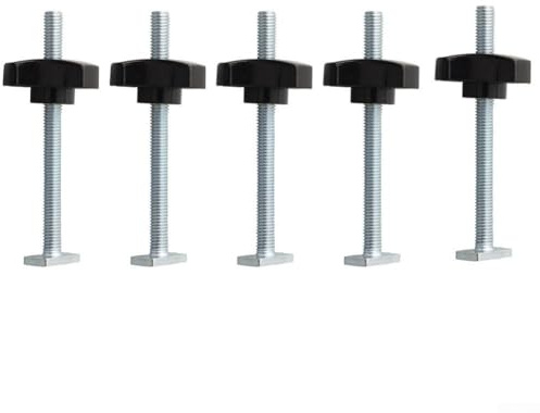 5 Sets M8 T-Schienenschrauben und Knäufe Kit mit Kunststoffmuttern und Metallschrauben für Holzbearbeitungsvorrichtungen, Frästische, Bohrmaschinen und Kappsägen