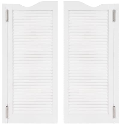 CAIYGG Porte battante double 107x91cm ép.3,5cm blanc, séparateur d'espace en bois de pin, montage facile pour maison, cuisine et couloir