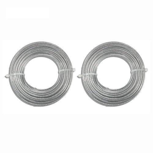 Gettimore Mähfaden Kernverstärkter Stahl 2,4-3,5mm x 15m (30m insgesamt) für Rasenmäher, Motorsensen - hohe Ausfransfestigkeit, präzises Schneiden, 2er Pack 2,4mm