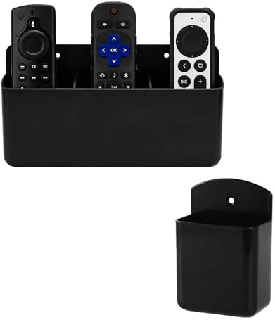 2 PCS Remote Control Holder, 3+1 Slot Self Adhesive Wall Mounted, No Drill Storage for TV Remotes & Pens, for Living Room Home Office School Nightstand Ideal for Busy Parents Seniors Students