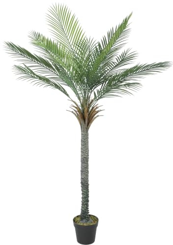 HOMCOM Palmier Artificiel 180 cm Plante Artificielle Tropicale en Pot | 15 Feuilles Réalistes, Fausse Plante Verte, Décoration Intérieure, Salon, Chambre, Bureau