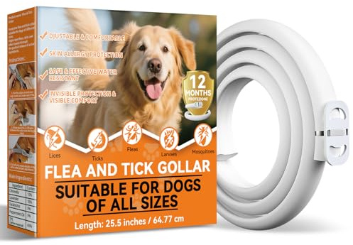 Collare Antiparassitario per Cani, Regolabile e Impermeabile con Protezione Naturale, 65cm Adatto a Tutte le Taglie, Protezione Efficace per 12 Mesi (1 Pack)