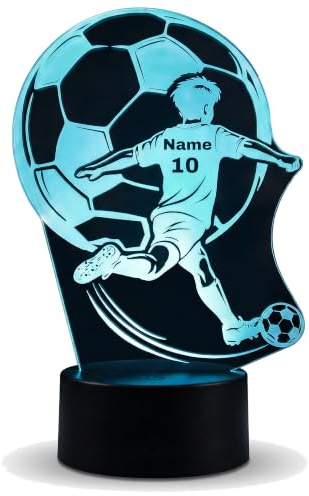 Fußball Lampe LED Nachtlicht – 16 Farben dimmbar, Fernbedienung | Fußball Deko mit Fernbedienung, 16 Farben dimmbar, Touch-Steuerung, USB & Batterie, Acrylglas Made in Germany