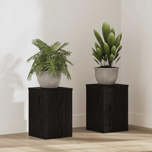 Tonture Set di 2 supporti per piante, effetto rovere, in legno, 20 x 20 x 30 cm, per interni ed esterni, supporto per fiori, scale per piante, sgabello per fiori, decorazione per balcone e terrazza