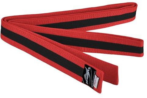 Ju-Sports Budogürtel - rot/schwarz/rot, Baumwolle I Kampfsport Gürtel Für Budo-Sportarten, Judo, Karate uvm. I Ca. 4 cm breiter Martial Arts Gürtel I 260 cm