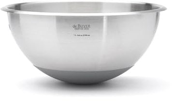 De Buyer - Bassine demi-sphérique Cul-de-Poule en inox avec fond en silicone - Diamètre 30 cm -, Argent