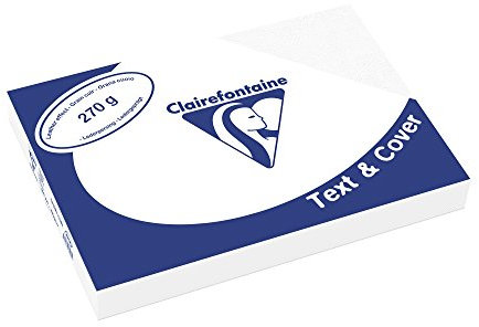 Clairefontaine 2706C Druckerpapier Text & Cover DIN A4, 21 x 29,7cm, 270g, 1 Ries mit 100 Blatt, Ledergeprägt Weiß