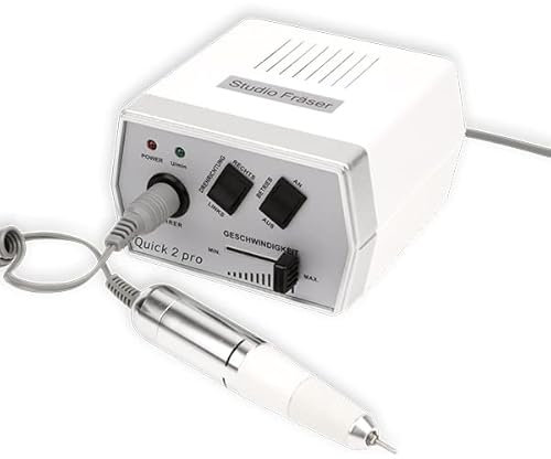 Emmi Nail Fräser Quick 2 Pro – Elektrischer Nagelfräser für Gelnägel & Shellac – Nagelfeile mit 4 Bits, 20.000 U/Min, Vor-/Rücklauf, Schnellspannsystem, leise & vibrationsarm für Maniküre & Pediküre