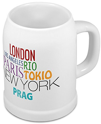 digital print Bierkrug mit Stadtnamen Prag - Design Famous Citys in The World - Städte-Tasse, Becher, Maßkrug