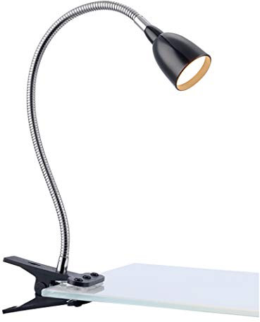 TULIP schwarze Tischleuchte von Markslöjd mit einer Klammer - eine Tischlampe aus Metall mit LED-Lichtquelle von 2,5 W Energieklasse A - Einstellbare Lampe 11x40x19cm