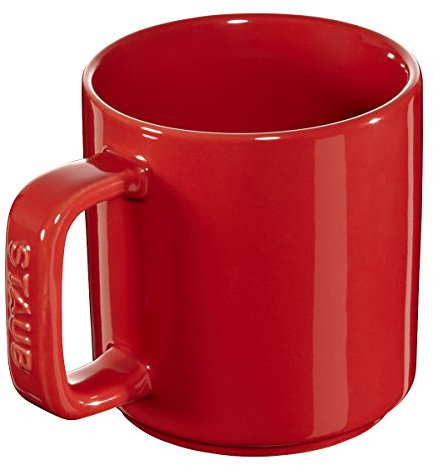 STAUB Keramik 2er Set Tasse Kaffeetasse Trinkbecher Becher rund Kirschrot 8 cm