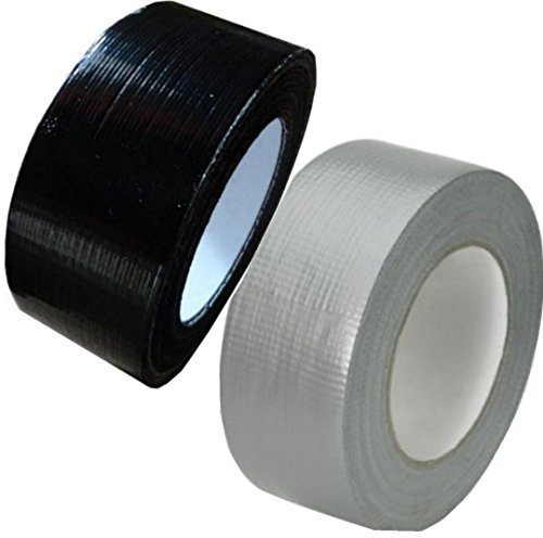 2 Rollen Klebeband Gewebeband Panzerband Panzertape 50m X 48mm schwarz (2 Ro. 50x48mm 2 Farben, 2 Rollen je 1x schwarz + silber)