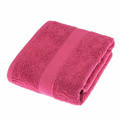 HOMESCAPES Raspberry Pink Turkish Cotton Bath Towel Super Soft Thick & Absorbent 500 GSM Towel Heavy Weight for everyday Luxury