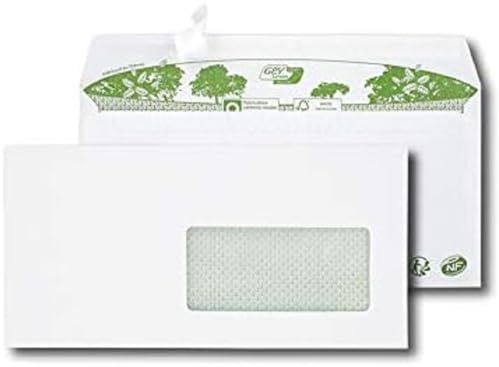 GPV boite de 500 enveloppes recyclées extra blanches Erapure, format DL 110x220mm fenetre 45x100mm 8