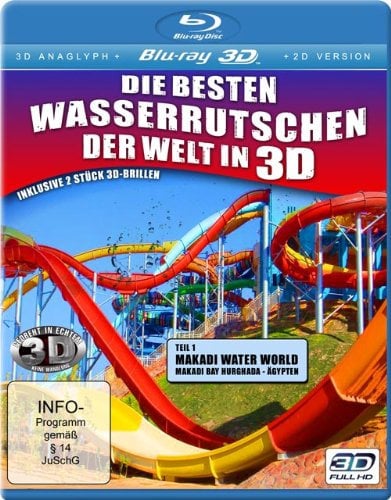 Die besten Wasserrutschen der Welt in 3D - Teil 1: Makadi Water World (inkl. 2D/anaglyphe 3D-Version) (+ 2 3D-Brillen) [3D Blu-ray]
