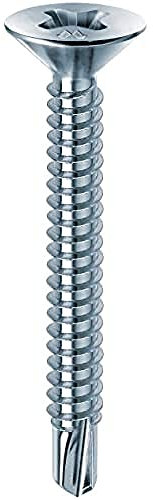 Mustad: 500 viti Drillex® Autoperforanti, Testa Svasata Piana, 3.5x25 mm, Zincate Bianche