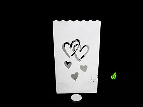 Creativery 10 Kerzentüten Candlebags Deko Laterne Windlicht Lichttüten Luminarias Papier (5 Herzen)