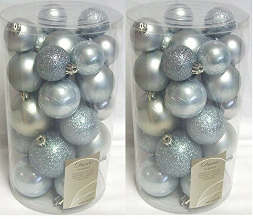 Decoris 2 x 30 Luxus-Christbaumkugeln bruchsicher, Christbaumschmuck Die Eiskönigin Blassblau