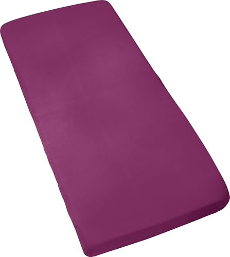 REDBEST Jersey- Stretch Kinder- Spannbettlaken San Francisco 100% Baumwolle, Beere Größe 60x120 cm - 70x140 cm - weiche Qualität, bügelfrei, Rundumgummi, bis 12 cm Höhe