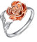 ALPHM Womens Rose Flower Spoon Ring S925 Sterling Silver Adjustable Wrap Open Thumb Midi Ring Size 10