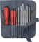 PB Swiss Tools Schlitz/Kreuzschlitz/Ahle Schraubendreher Set PB 8218.GY - 100% Swiss Made - 10-teiliges Schraubenzieher Set mit 7 Wechselklingen, inklusive hochwertiger Stoff-Rolltasche