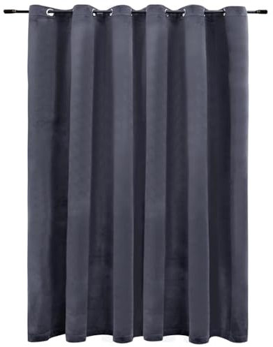 vidaXL Vorhang Verdunkelung mit Metallösen Verdunkelungsvorhang Kräuselband Ösen Schlaufe Thermo Gardine Blickdicht Samt Anthrazit 290x245cm