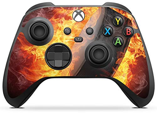 DeinDesign Skin kompatibel mit Microsoft Xbox Series X Controller Folie Sticker Eishockey Feuer