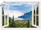 ARTLAND Wanddeko Poster & Kunstdrucke Wandposter 100x70 cm Querformat Fensterblick Gardasee Landschaft See Natur Berge Italien U1TV