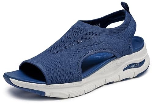 Skechers Damen Arch FIT City Catch Sandals, Navy Knit, 36 EU