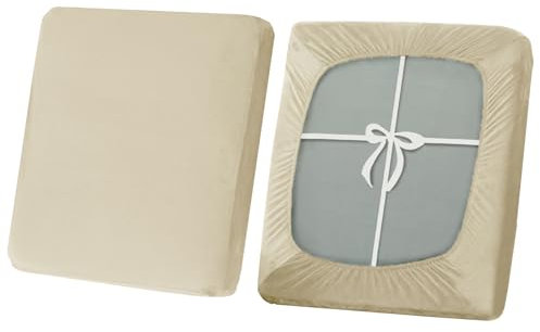 SYLC Sofa Sitzkissenbezug, Stretch Sitzkissenbezug rutschfest Mit Krawatten, Samt Überzüge Für Wohnwagen Polster Sitzbezüge Für Sofa(Beige,Großer 1-Sitzer)