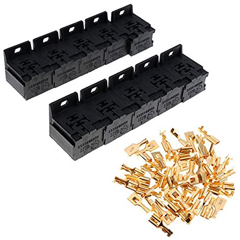 Asudaro 10St Sicherungsrelais Halterbox Steckdose mit 50 Stück 6,3 mm Relais Blade-Sicherungen Relaisbuchse Staubdicht Relais Sicherungshalter Halter Block für Auto SUV Marine und Boot