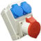 Kombi Wandsteckdose 32A, 2x Schuko 230V, Stromverteiler IP44, Wandverteiler 32A - Baustromverteiler IP54