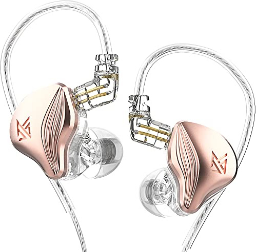 KZ ZEX Earbuds 1 electrostatic + 1 Dynamic Earphone in Ear Monitor Headphone with Detachable Cables Suitable for Audio Engineer, Musician (Rose Gold, Without Mic)