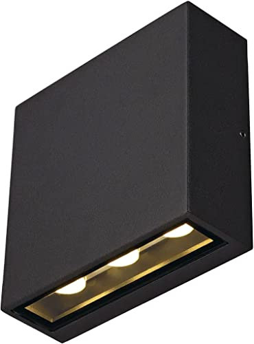 SLV Wandaufbauleuchte BIG QUAD UP/DOWN / Beleuchtung für Wände, Wege, Eingänge, LED Spot außen, Aufbau-Leuchte Outdoor, Gartenlampe / IP54 3000K 8.2W 640lm anthrazit