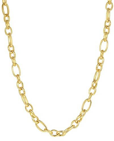 Happiness Boutique Damen Figarokette Chunky Oval Gliederkette Frauen Edelstahlschmuck in Goldfarbe