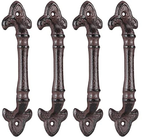 Relaxdays 6 x Möbelgriff Vintage, Türgriffe antik für Schränke, Schubladen, Schiebetüren, Gusseisen, Schrankgriffe, 20 cm, braun