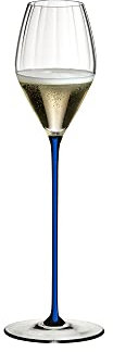 RIEDEL High Performance Champagnerglas, Einzelpackung,klares u. blaues Kristallglas,handgefertigt
