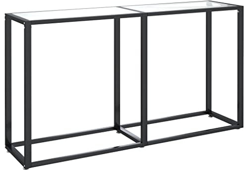 vidaXL Mesa Consola Entrada Pasillo Vestíbulo Recibidor Auxiliar Decoración Hogar Casa Escritorio Vidrio Templado Transparente 140x35x75,5cm