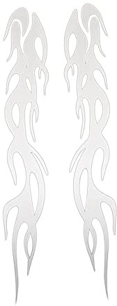 iSpchen 2 Stück Autoaufkleber Sport Racing Flammen Aufkleber reflektierende Sticker Auto Stoßstangen Aufkleber Motorrad Kraftstofftank Abziehbild Dekoration Styling Aufkleber,24cm,Silber