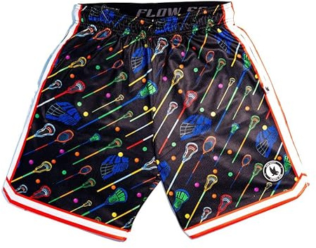 Flow Society Lax Stix Boys Shorts - Kids Athletic - Basketball - Baseball - Hockey - Football - Lacrosse - Multi