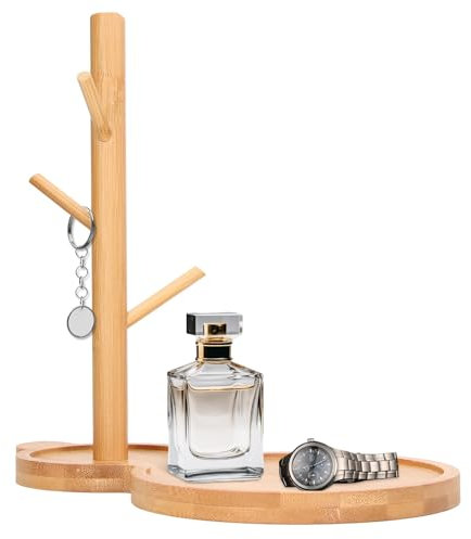 Agatige Bandeja de Madera para Llaves, Soporte Organizador de Joyas, Cuenco para Llaves para Mesa de Entrada, Organizador Decorativo para Anillos, móviles, Pulseras, Relojes