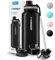Wessper Botella Agua Acero Inoxidable 1L Botella Termica Sin BPA con 3 Tapones | Negro Elegante Botella Resistencia al Rayado, fácil de Limpiar | Termo Agua Fria/Caliente para Niños Adultos