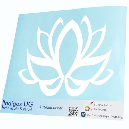 INDIGOS UG Auto Aufkleber Lotos Blüte Seerose - 300x230mm weiß - Selbstklebender Sticker für Auto, Fenster, Bus oder LKW - Tuning