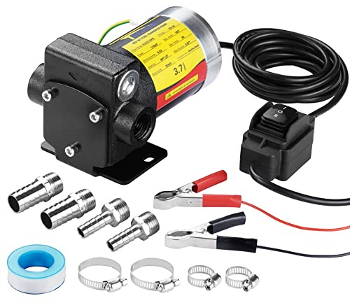 TRUPOW 12V DC Self-priming Gasoline Fuel Oil Transfer Pump with Reversible Pumping for Gasoline Diesel Kerosene & More