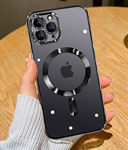 YisrLery Clear Magnetic für iPhone 11 Pro Hülle [Kameraschutz Eingebaut] Weiche TPU Silikon Handyhülle mit Magsafe [Nackte iPhone Äußere] Kratzresistente Stoßfest Magnetische 5,8’’-Schwarz
