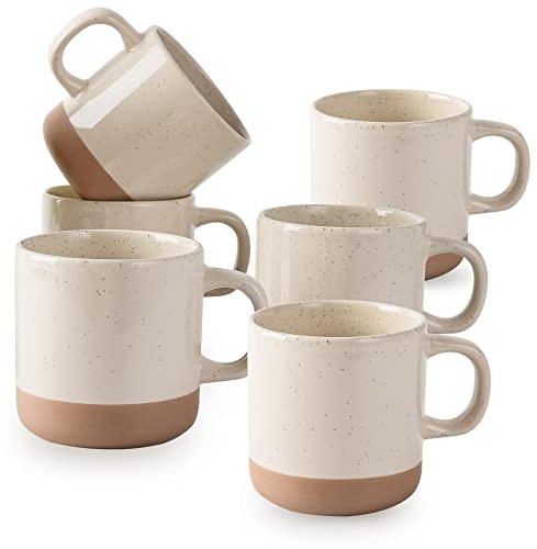 BYCNZB 12oz Coffee Mug Set for 6, Tea Cups with Handle for Coffee, Tea, Cocoa, Milk (Cream)