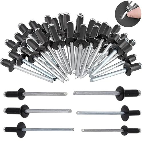 120-teiliges Nieten-Set, Aluminium-Blindnieten, Flansch-Blindnieten mit Stahlschaft, Dorn-Sortiment, für Metall, Holz, Kunststoff, Bauteilbau